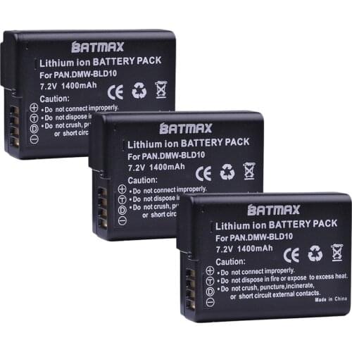 3Pcs 1400mAh DMW-BLD10E DMW BLD10E Batteries for Panasonic DMW-BLD10, DMW-BLD10E, DMW-BLD10PP Lumix DMC-G3, DMC-GF2, DMC-GX1