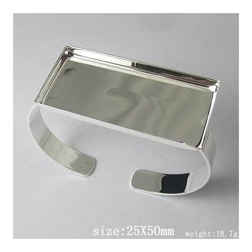 Free shipping Jewelry Brass Bracelet blank,Base Diameter:25x50mm,silver plated