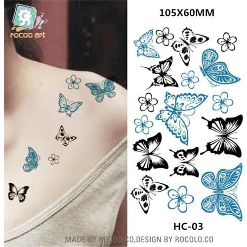 Body Art waterproof temporary tattoos for men and women sexy 3d butterfly design small tattoo sticker Wholesale HC1003