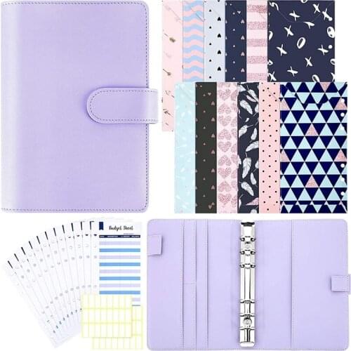 Budget Cash Envelopes System A6 PU Leather Binder Cover 12 Pieces A6 Binder Cash Envelopes for Planner Organizer
