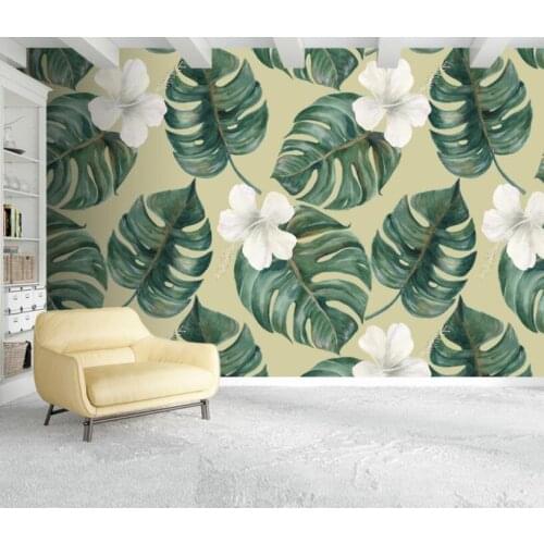 CJSIR Custom 3d Wallpaper Papel De Parede Hand-drawn Modern Plant Abstract Leaves Floral Photo Wallpaper Murals Duvar Kagit