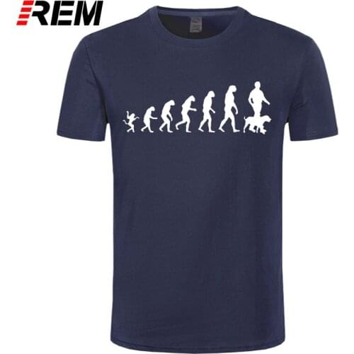 REM Round Collar T Shirts Fashion Short Men Funny Crew Neck The Evolution Of Dog Walking T Shirt