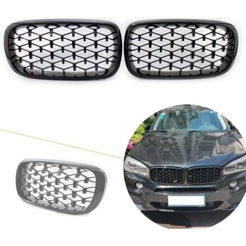 Glossy Black Car Front Grille For 2014 2015 2016 BMW X5 F15 F85 Diamond Meteor Style Grill ABS Plastic 1 Pair