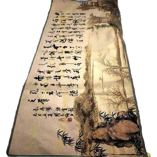 Chinese Handmade Silk Hanging Landscape painting Calligraphy embroidery Decorative wall paintings