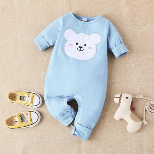 2021 Fall Spring Baby Rompers Baby Boy Clothes Baby Girl Clothes Cute Cartoon Animal Bear Long Sleeve Baby Boy Girl Romper 0-18M