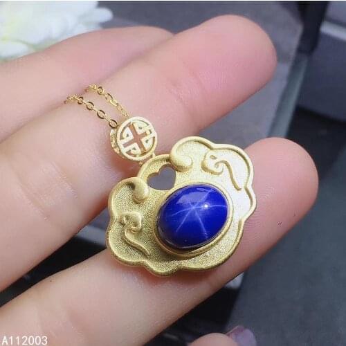 KJJEAXCMY Fine Jewelry 925 Sterling Silver inlaid Natural star sapphire Female Pendant Necklace luxury Support Detection