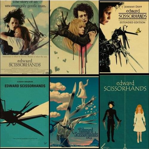 Buy three to send one Classic movie Edward scissorhands vintage brown paper poster house coffee bar bar decoration painting