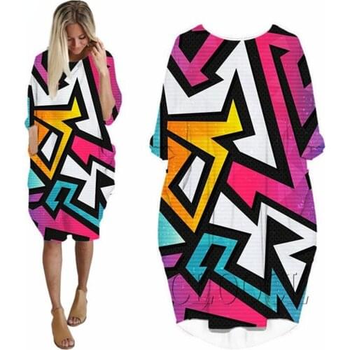 CLOOCL Geometry Abstract Dress Summer 3D Print Streetwear Women Dresses Fashion Harajuku Long Sleeve Punk Style Clothes