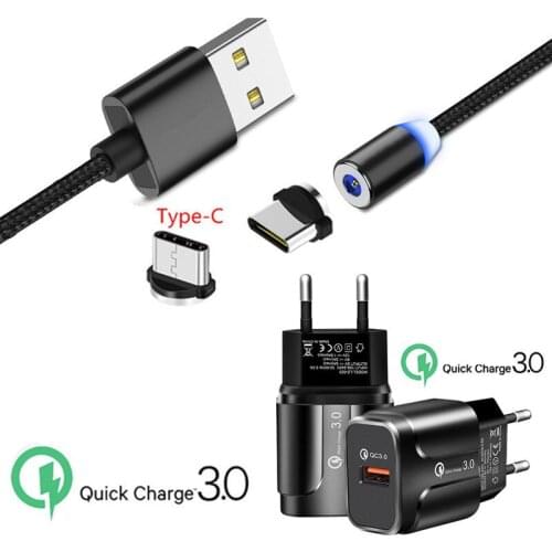 Magnetic USB QC 3.0 Fast Charger OnePlus 7 Pro 5T Honor 20 10 9 Type C Magnet Charge Wire For Samsung S10 S9 A9 A8 2018 A70 A20E
