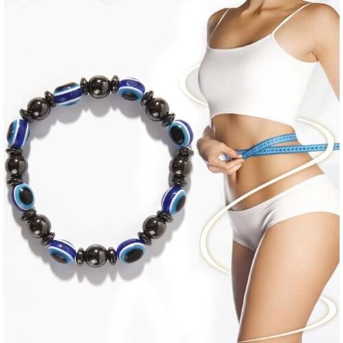 Magnetic Round Black and Blue Stone Therapy Bracelet Luxury Slimming Weight Loss Product Health Care