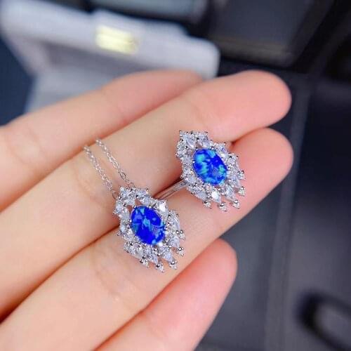 New Arrival Real and Natural Opal jewelry set Natural Real Opal 925 sterling silver 1pc pendant,1pc ring
