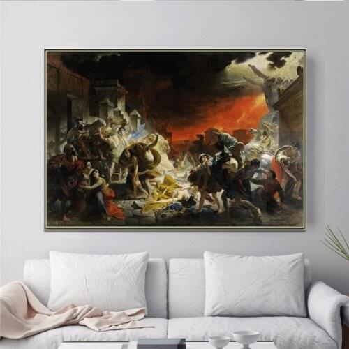 Wall Art Decorative Painting The Last Day of Pompeii by Karl Bryullov, Famous Painting Art Canvas Poster Print Picture for Room