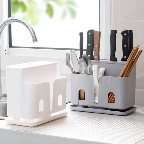 OTHERHOUSE PP Knife Block Stand Knife Holder Chopsticks Forks Holder Tableware Storage Box Container Kitchen Storage Rack Shelf