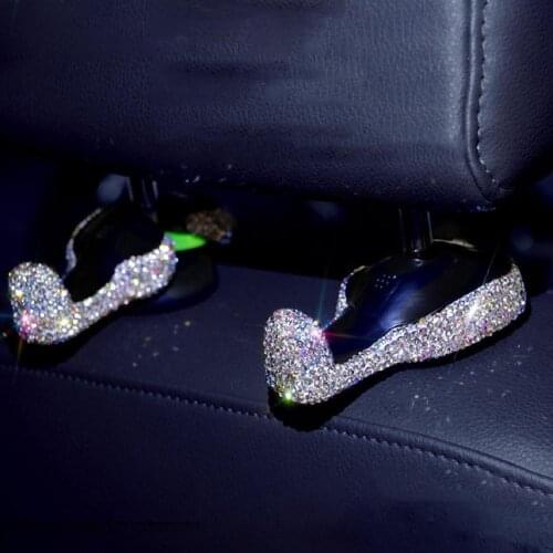 Portable Fashion Rhinestone Car Vehicle Back Seat Headrest Hidden Hanger Hook Car Styling Accessories Interior for Car Bag Purse