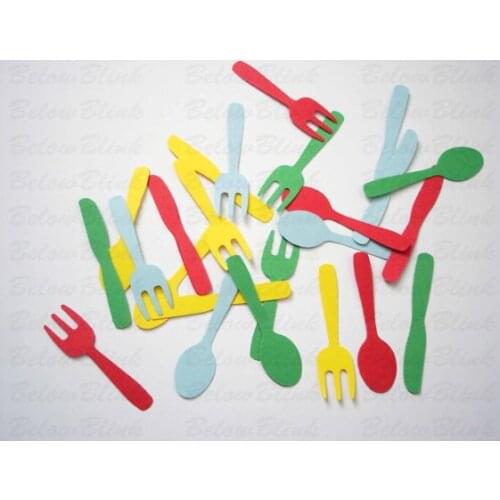 Utensils Spoon Knife Fork Confettis birthday wedding bridal baby shower party Table scatters scrapbooking