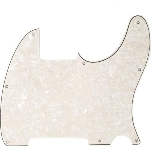 Musiclily 8 Hole Tele Pickguard Blank for Fender USA/Mexican Telecaster Esquire Guitar, 4Ply Parchment Pearl