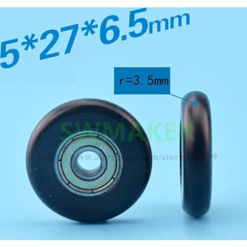 SWMAKER 5*27*6.5 pulley bearing nylon coated plastic injection R type arc ball sliding window