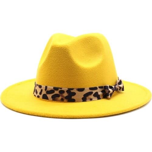 Leopard band Fedora Hat Jazz Hats For Women And Men Elegant fashion Panama hat Monochrome fedora hat Wide brim