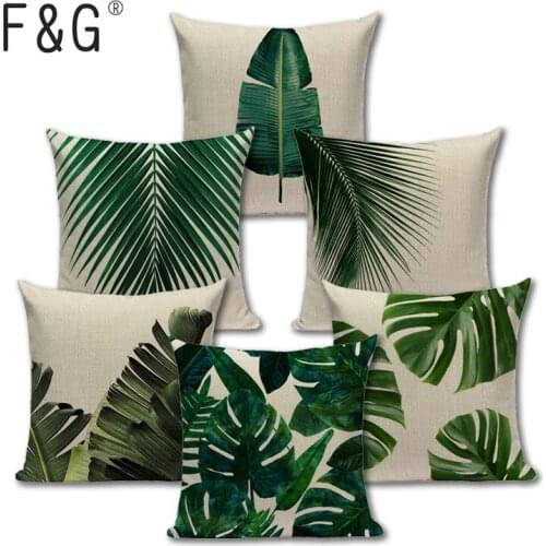Tropical banana Leaves Cushion Cover Palm Leaf Pillow Cases Linen Car Decorative Pillowcase Large floor Sofa Home Throw Pillows