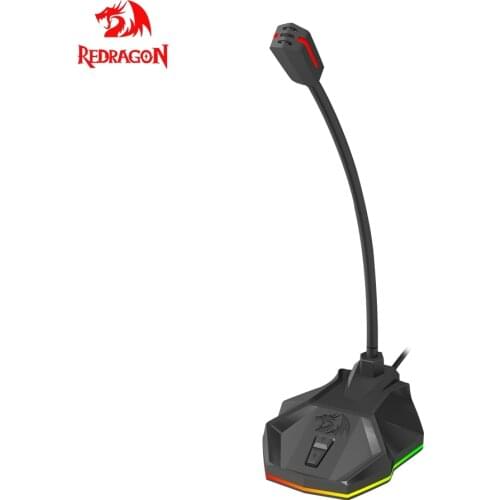 REDRAGON GM99 STIX USB Microphone RGB Desktop Studio Office Speech Professional Audio Wired Microphones for PC Computer laptop