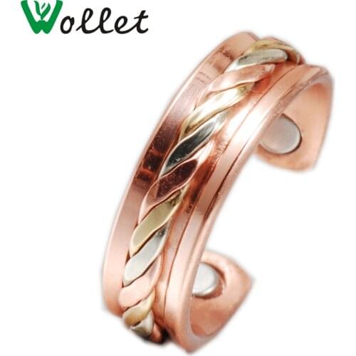 Wollet Jewelry Magnetic Pure Copper Ring For Women Men Health Care Adjustable Tri-color Bio Magnet Anti Arthritis Pain Relief