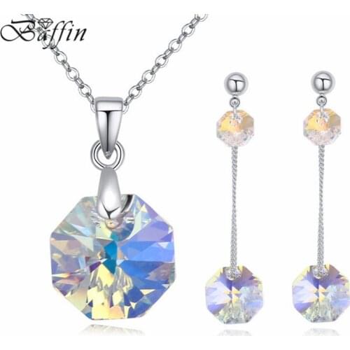 100% Crystals From SWAROVSKI Jewelry Sets For Bridal Pendant Necklace Piercing Earrings For Women Party Accessories