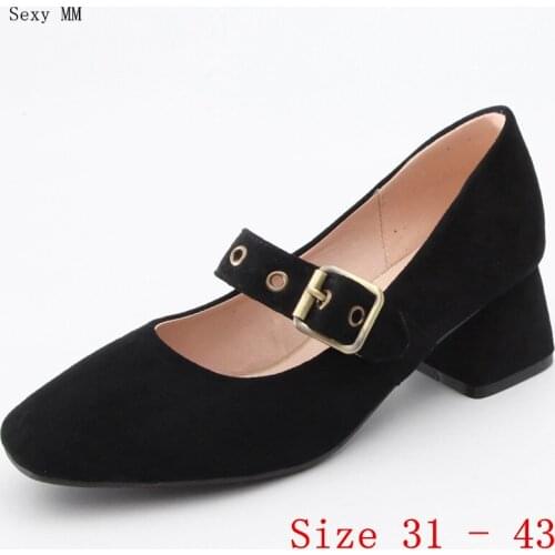 Pumps Women Oxfords Career Shoes Med High Heels Woman Med High Heel Shoes Small Plus Size 31 32 33 - 40 41 42 43