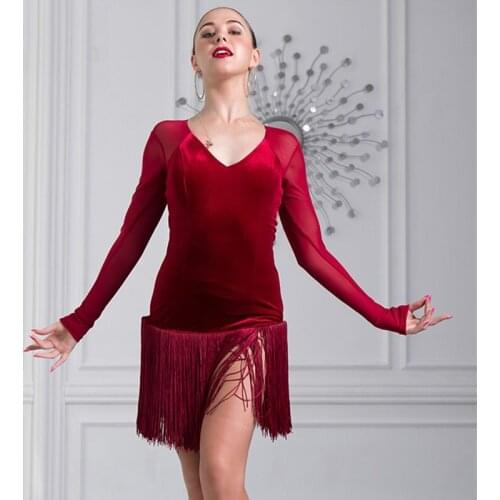 Women latin dress latin dance costumes for women salsa dress latina dress for dance competition tango dress fringe dance wear