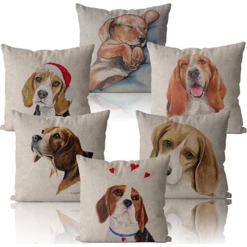 Animal Dachshund Throw Pillows Cute Dog Pillow Covers Decorative 40*40 45*45 Home Decor Farmhouse Linen Square Cushion Cover