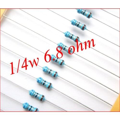 1/4w 6.8 ohm 6R8 ohm 0.25w 100% original Fixed Resistors Metal Film Resistors Resistance +/- 1% (1000pcs)