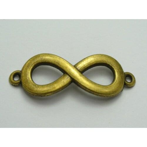 10 Bronze Tone Alloy Infinity 8 Symbol Pendants Connector Charms 40X14mm