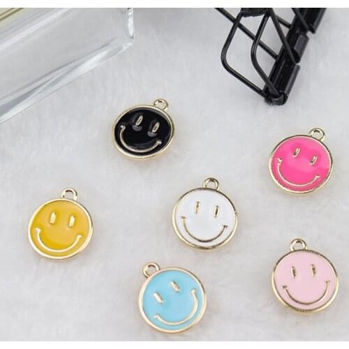10pcs/lot 16x19mm Smile Enamel Charms Smiling Face Charms For Necklace Bracelet Jewelry Making DIY Earring Findings Wholesale