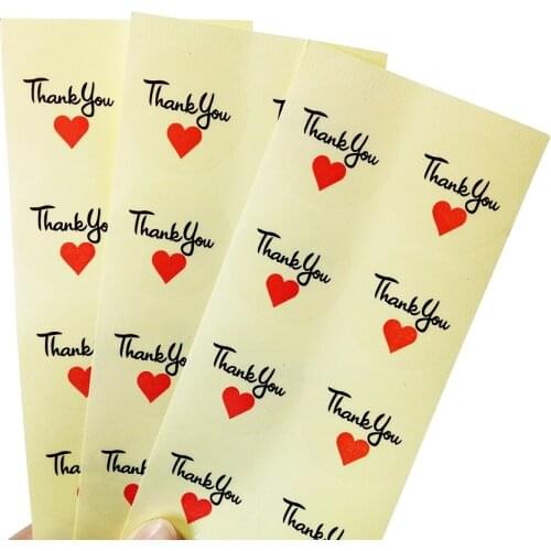 1000 Pcs/lot Round Transparent Thank You With Red Heart Sticker Envelope Wedding Favors Seal Stickers Christmas Scrapbooking