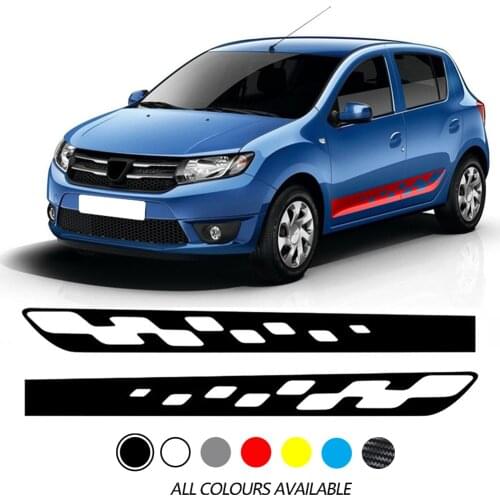 Car Door Side Stripes Skirt Sticker Sport Racing Body Vinyl Decal For Renault Dacia Sandero 2 Stepway RS Accessories 2PCS
