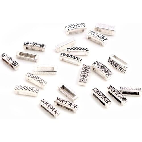 20pcs 16x6x6mm Beads Bails Pendants Jewelry Making DIY For 1cm PU Leather Bracelet Big Hole Beads Findings Hole Size 11x2mm