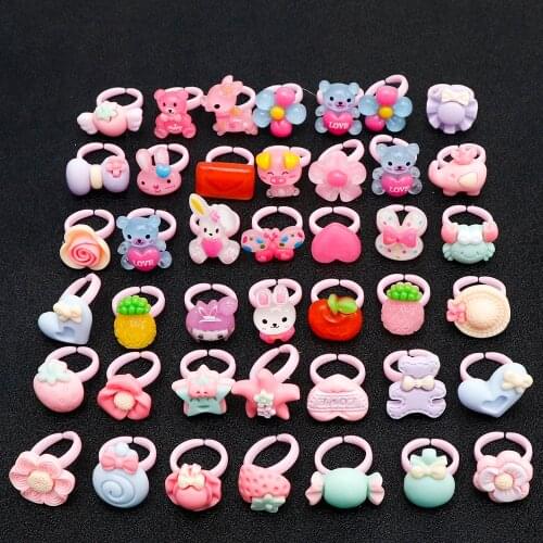 20pc Cute Sweet Kids party gifts Rings Design Flower Animal For Children ewelry Fashion Multicolor Ring Small Gift Princess Suit