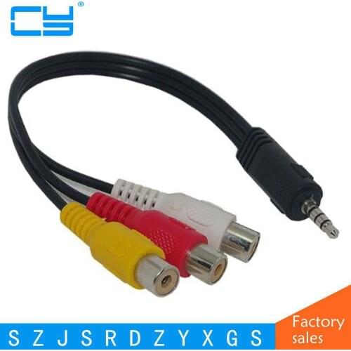 25CM 3.5MM Jack to 3 RCA Male Plug Adapter Audio Converter Video AV Cable Wire Cord