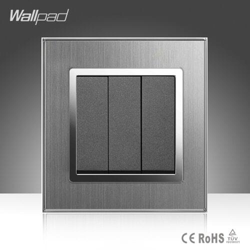 3 Gang Reset Wallpad Smart Home EU UK Standard Silver Metal Frame Reset Button Hotel Switch Free Shipping