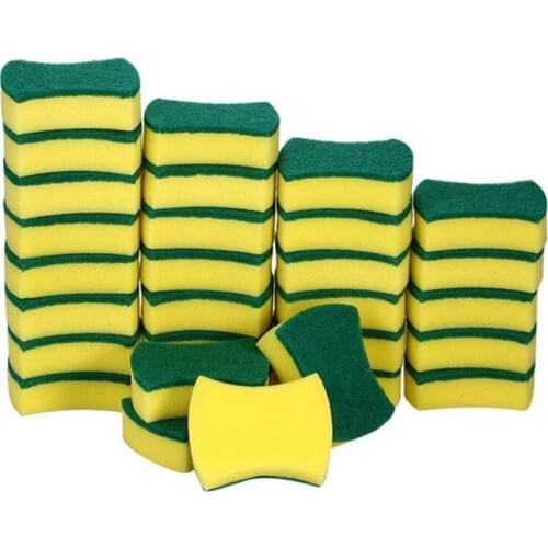 30pcs Multi-purpose Double-faced Sponge Scouring Pads Dish Washing Scrub Sponge Stains Removing Cleaning Scrubber Brush for Kitc