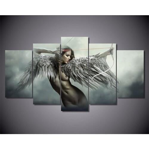 5 Piece Canvas Art Painting Calligraphy Fantasy Angels Warrior Wall Pictures Prints Home Decor Quadros Decoracion Wall Poster