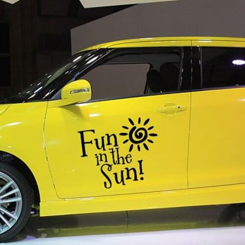 58cm x 58cm 2 x Fun In The Sun Funny Graphical (one For Each Side) Car Sticker For Truck Window Auto Door Vinyl Decal 9 Colors