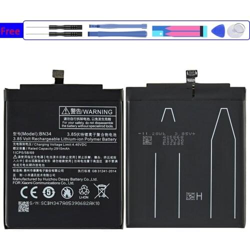BN34 Phone Battery For Xiao mi Xiaomi Redmi 5A Redrice 5A Redmi5A 3000mAh BN 34 Replacement Battery + Tool