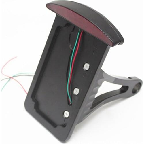 Side Mount License Plate Holder LED Aluminum Tail Brake Light Frame Bracket For Harley 883