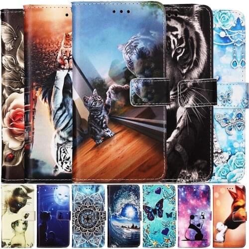 Leather Case For iPhone 11 12 Pro 10 X XR XS Max 7 6 6S 8 Plus SE 2020 Wallet Card Holder Stand Book Cover Cat Dog Painted Coque