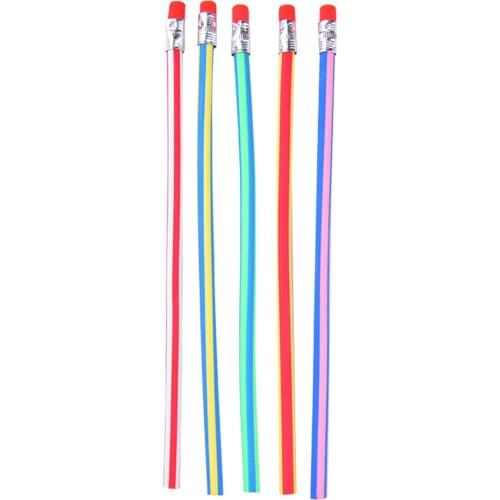 5 Pcs Pencils Flexible Soft Pencil With Eraser Stationery Student Rubber Lead Pencils School Office Supplies Writing Pencils