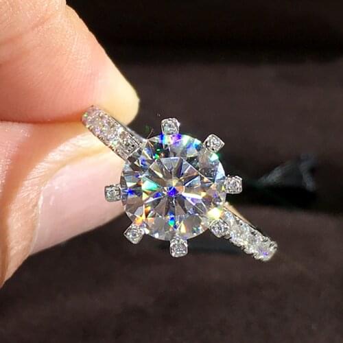 14K Au585 White Gold Women Ring Moissanite Diamonds 1 2 3 4 5 Carat Round Wedding Party Engagement Anniversary Ring Trendy