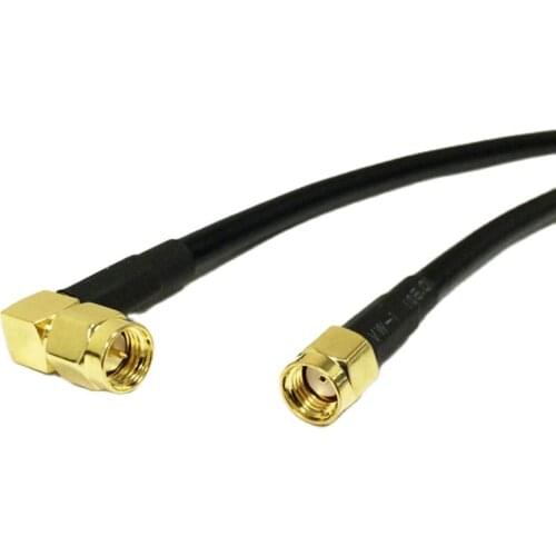 SMA Male Right Angle To RP SMA Male plug RG58 Pigtail Cable 50cm/100cm For Wireless Router Wholesale