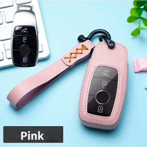 Leather Car Smart Key Shell Case Keyfob Cover Set for Mercedes Benz 2016 2017 E Class W213 E200L E260 E300L E320L
