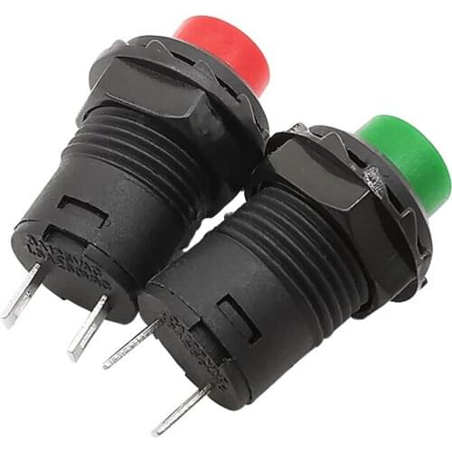 2Pieces DS428 Round Button Switch 12mm Self-locking Push Button Switch 3A /125VAC 1.5A/250VAC ON-OFF Minitype Switches