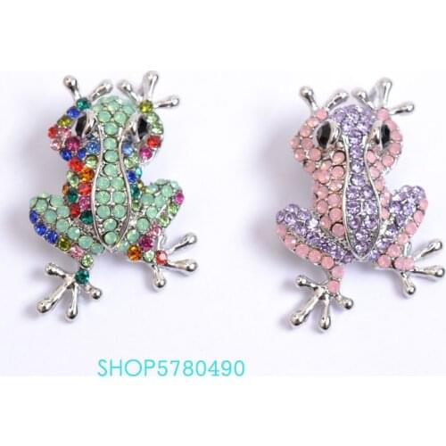 Rhinestone Cute Frog Metal Brooch Rhodium Plated Women Crystal Breast Pin Lady Corsage Sweater Accessories Ornaments Jewelry